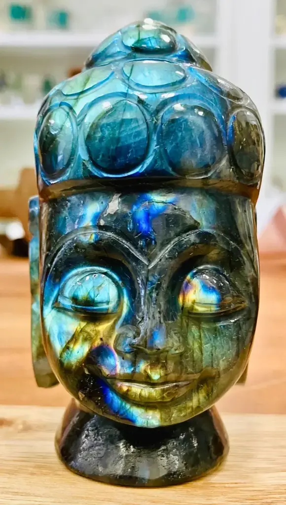 Sculpture Tête de Bouddha en Labradorite