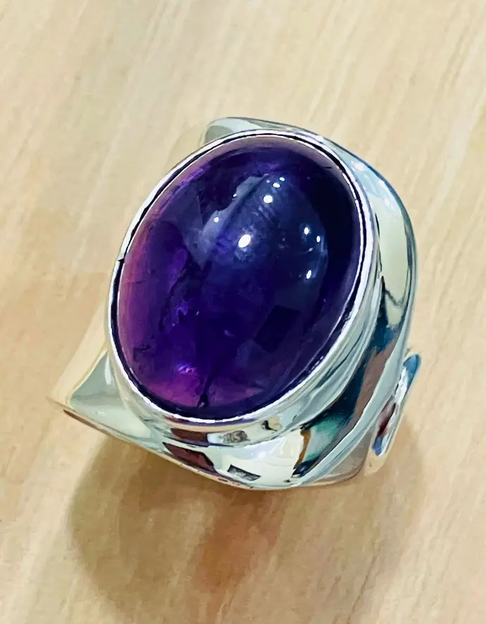 Bague Améthyste Ovale en Argent 925