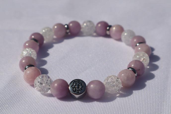 Bracelet Lépidolite - Kunzite - Cristal crak