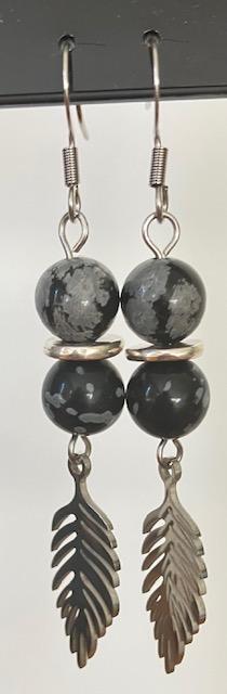 Boucles d'oreilles en Obsidienne Neige