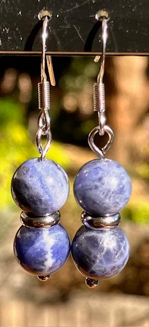 Boucles d'oreilles en Sodalite