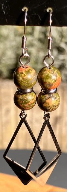 Boucles d'oreilles en Unakite