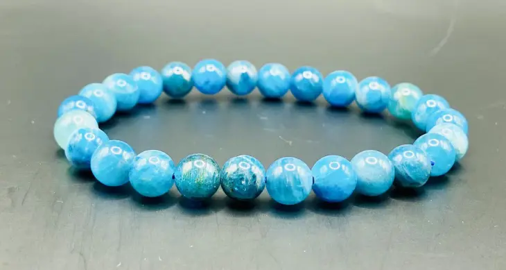 Bracelet Apatite Bleue 8mm (Taille grand poignet)