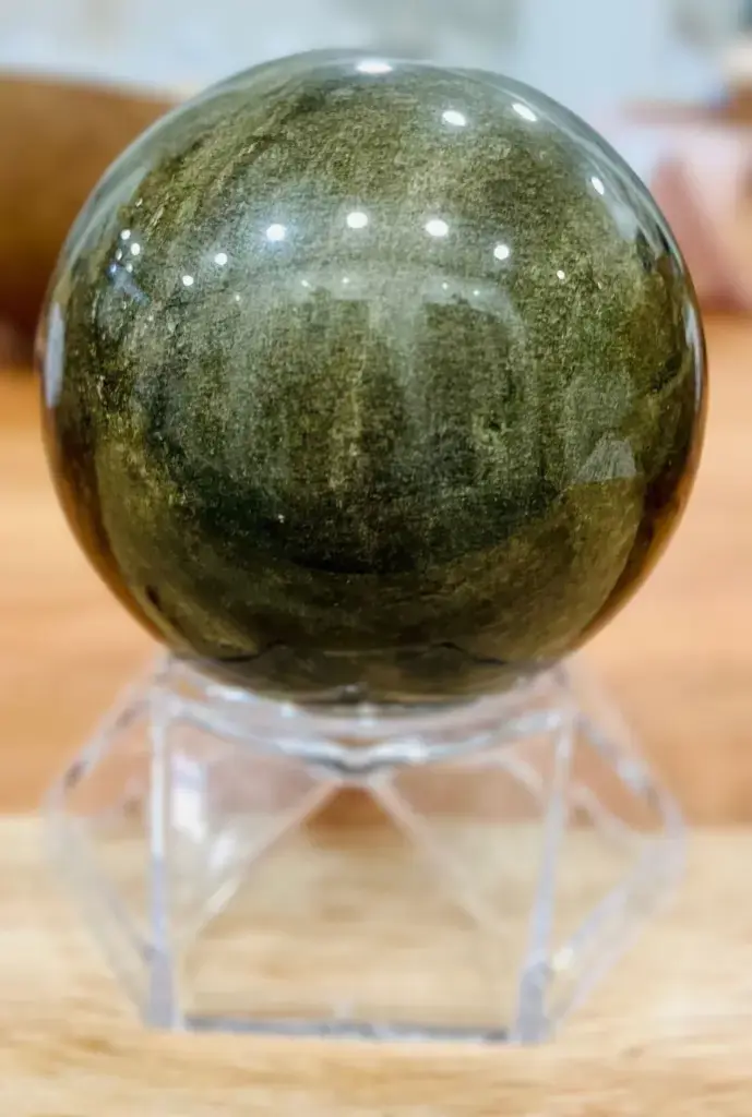 Sphère Obsidienne Dorée