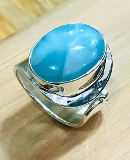 Bague Larimar Ovale en Argent 925