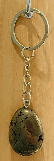 Porte clé forme goutte en Pyrite