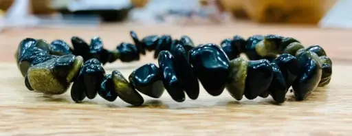 Bracelet baroque Obsidienne Dorée