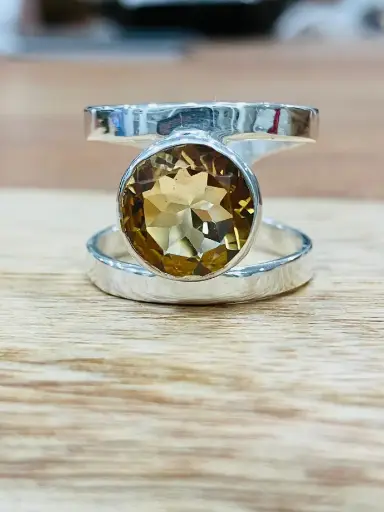 Bague Citrine facetté en Argent 925