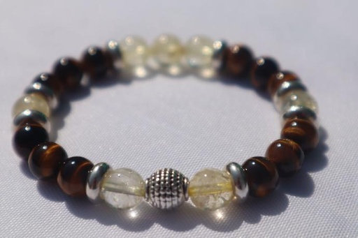 Bracelet Œil de tigre et Citrine