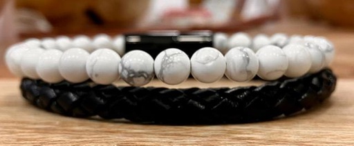 Bracelet double en cuir Howlite