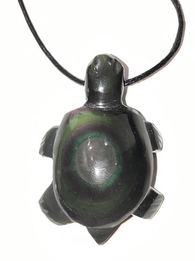 Pendentif Tortue en Obsidienne Œil Céleste